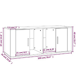 vidaXL Meuble TV Gris béton 100x35x40 cm Bois d'ingénierie pas cher