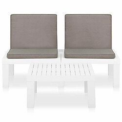 Avis Maison Chic Salon de jardin 2 pcs avec coussins - Table et chaises d'extérieur - Mobilier/Meubles de jardin Moderne Plastique Blanc -MN94544