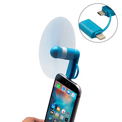 Wewoo Ventilateur USB bleu pour téléphone portable avec fonction OTG & Lightning Ports Micro USB Mode Lightning & Micro USB Mini avec deux feuilles,