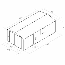 Acheter Garage Voiture en Bois Gardiun Mikhail II - 20 m² Extérieur 616x324x192/222 cm