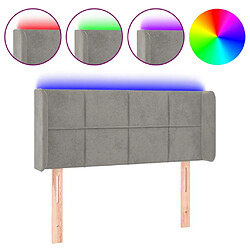 vidaXL Tête de lit à LED Gris clair 103x16x78/88 cm Velours