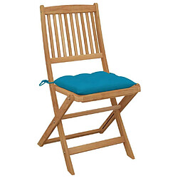 Maison Chic Lot de 2 Chaises pliables de jardin avec coussins - Fauteuil d'extérieur Bois d'acacia -MN86100