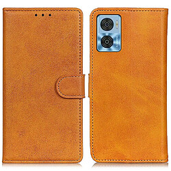 Etui en PU texture, antichoc avec support pour votre Motorola Moto E22 4G/E22i 4G - marron