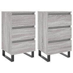 Maison Chic Lot de 2 Tables de chevet - Tables de Nuit sonoma gris 40x35x69 cm bois ingénierie