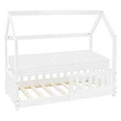 ML-Design Lit enfant avec matelas antichute Lit en bois pin Lit maison 70x140 cm