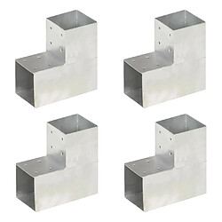 vidaXL Connecteurs de poteau 4pcs Forme en L Métal galvanisé 101x101mm