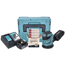 Makita DBO180RT1J Ponceuse excentrique sans fil 125mm 18V + 1x Batterie 5,0Ah + Chargeur + Coffret Makpac + 1x Set de ponçage Toolbrothers SPIDER Abrasifs en filet