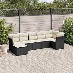 Maison Chic Salon de jardin 7 pcs avec coussins | Ensemble de Table et chaises | Mobilier d'Extérieur noir résine tressée -GKD60260