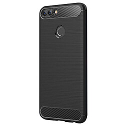 Avis Avizar Coque Huawei P Smart coque silicone gel finition carbone et alu brossé Noir