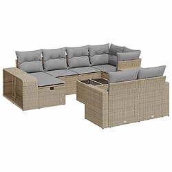 vidaXL Salon de jardin 11 pcs avec coussins beige résine tressée