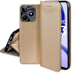 Htdmobiles Housse etui portefeuille avec coque interieure en silicone pour Realme C51 / C53 / Note 50 / Narzo N53 + verre trempe - OR MAGNET pas cher