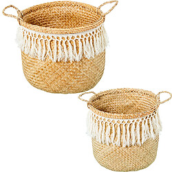 Lot de paniers Alexandra House Living 34799 Blanc Beige osier Rotin Fibre naturelle (2 Unités)