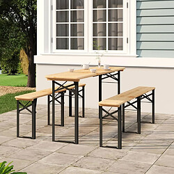 Maison Chic Ensemble de tables à bière pliantes 3 pcs,Mobilier d'extérieur,table et chaises bois massif de sapin -GKD705761