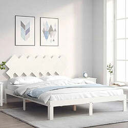 Maison Chic Cadre/structure de lit avec tête de lit pour adulte - Lit Moderne Chambre blanc 140x200 cm bois massif -MN82449