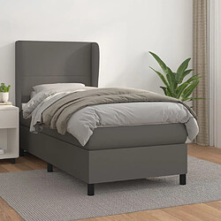 Maison Chic Lit Adulte - Lit simple Lit à sommier tapissier avec matelas moelleux - Meuble de Chambre - Gris 80x200 cm Similicuir -MN65867