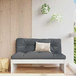 vidaXL Canapé central de jardin blanc 120x80 cm bois de pin massif