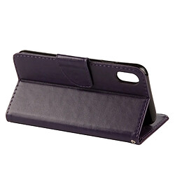 Avis Wewoo Housse Étui à rabat en cuir motif gaufré en relief avec fente pour cartes & porte-monnaie & lanière iPhone XR Violet foncé