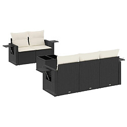 Maison Chic Ensemble Tables et chaises d'extérieur 6pcs avec coussins,Salon de jardin noir résine tressée -GKD135812