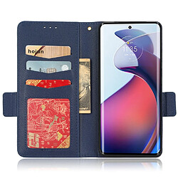 Etui en PU texture litchi, fermoir magnétique double avec support pour votre Motorola Edge 30 Fusion 5G/Moto S30 Pro 5G - bleu foncé