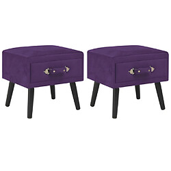 Helloshop26 Table de nuit chevet commode armoire meuble chambre 2 pcs violet foncé 40x35x40 cm velours 1402050