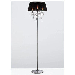 Luminaire Center Lampadaire Olivia avec Abat jour noir 3 Ampoules chrome poli/cristal