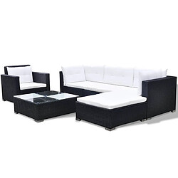 Acheter Maison Chic Salon de jardin 6 pcs avec coussins | Ensemble de Table et chaises | Mobilier d'Extérieur résine tressée noir -GKD85472