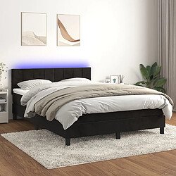 Sommier à lattes et LED,Cadre à lattes de lit avec matelas pour Adulte Noir 140x190 cm -MN97494