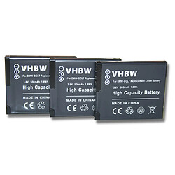 3x vhbw batterie SET adaptée pour caméra Panasonic Lumix DMC-FS50V, DMC-FH10V, DMC-FH10K comme DMW-BCL7, DMW-BCL7E.