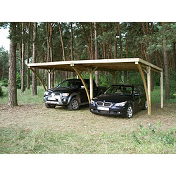 Gardenas Carport double en bois et panneaux ondulés Capri 6 x 5,5 m.