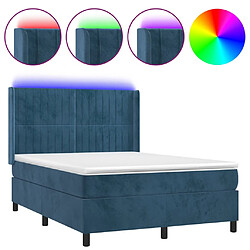 vidaXL Sommier à lattes de lit matelas et LED Bleu foncé 140x200 cm