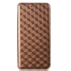 Etui en PU motif losange, fermeture automatique à aimant puissant avec support marron pour votre Samsung Galaxy S20 Plus 4G/5G