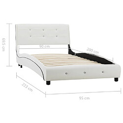 vidaXL Lit avec matelas Blanc Similicuir 90 x 200 cm pas cher