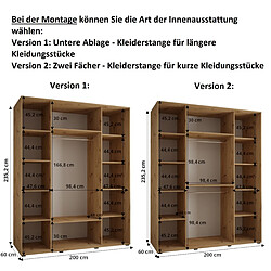 Abiks Meble Armoire DAVOS 1 À Portes Coulissantes 235,2/200/60 3 Portes pas cher