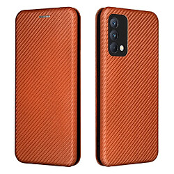 Etui en PU + TPU texture en fibre de carbone avec support, auto-absorbé, léger avec anneau orange pour votre OPPO Realme GT Master