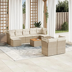 Maison Chic Salon de jardin avec coussins 10 pcs, Ensemble Tables et chaises de jardin, beige résine tressée -GKD830583