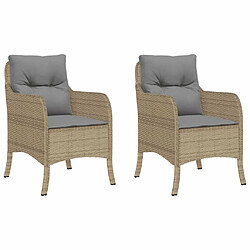 Maison Chic Lot de 2 Chaises de jardin avec coussins | chaises Relax d'extérieur mélange beige rotin -GKD61258