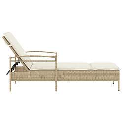 Acheter vidaXL Chaise longue avec coussin beige 63x200x81 cm résine tressée