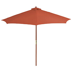 ComfortXL Parasol D'extérieur Avec Mât En Bois 300 Cm Terre Cuite