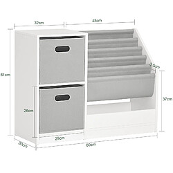 Avis SoBuy KMB76-W Bibliothèque Enfants, Organisateur Jouets et Livres, Étagère de Rangement pour Enfants avec 2 Paniers, 5 Étagères et 1 Compartiment