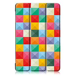 Etui en PU motif imprimé tri-pliure avec support grilles de triangles colorés pour votre Samsung Galaxy Tab S5e SM-T720/SM-T725