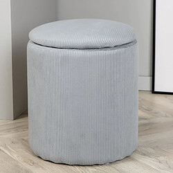 Avis Venture Home Pouf Limpen 32x32x40 cm Velours côtelé Gris