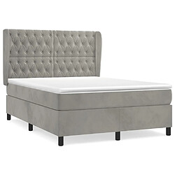 vidaXL Sommier à lattes de lit et matelas Gris clair 140x190cm Velours