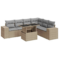 vidaXL Salon de jardin avec coussins 7 pcs beige résine tressée