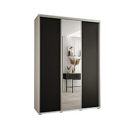 Abiks Meble Armoire à portes coulissantes Davos 3 235.2 x 170 x 45 3 portes coulissante (Blanc/Noir/Argent)