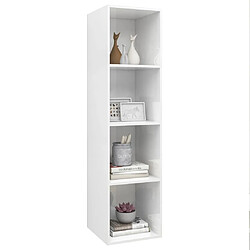 Avis Maison Chic Meuble TV scandinave mural Banc TV suspendu pour salon - Blanc brillant 37x37x142,5 cm Aggloméré -MN62962