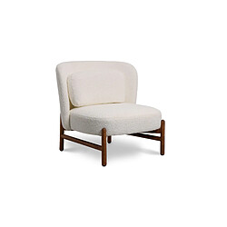 Avis ICONIK INTERIOR Fauteuil en bois et en Bouclette Fausse Fourrure Tapissée - Boucles Blanches - Brina Blanc