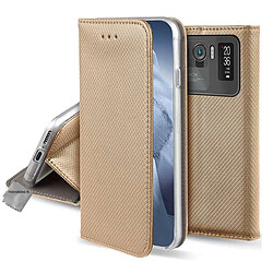 Htdmobiles Housse etui portefeuille avec coque intérieure en silicone pour Xiaomi Mi 11 Ultra 5G + verre trempe - OR MAGNET