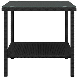 Avis Maison Chic Table d'appoint | Table Basse noir 45x45x45 cm poly rotin et verre trempé -GKD22256