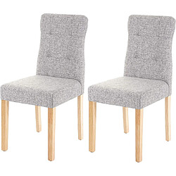 Decoshop26 Lot de 2 chaises en tissu gris pieds en bois clair CDS04445