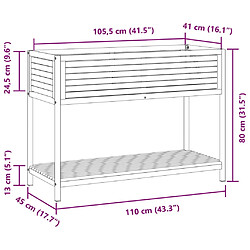 vidaXL Jardinière et étagère 110x45x80cm bois massif d'acacia et acier pas cher